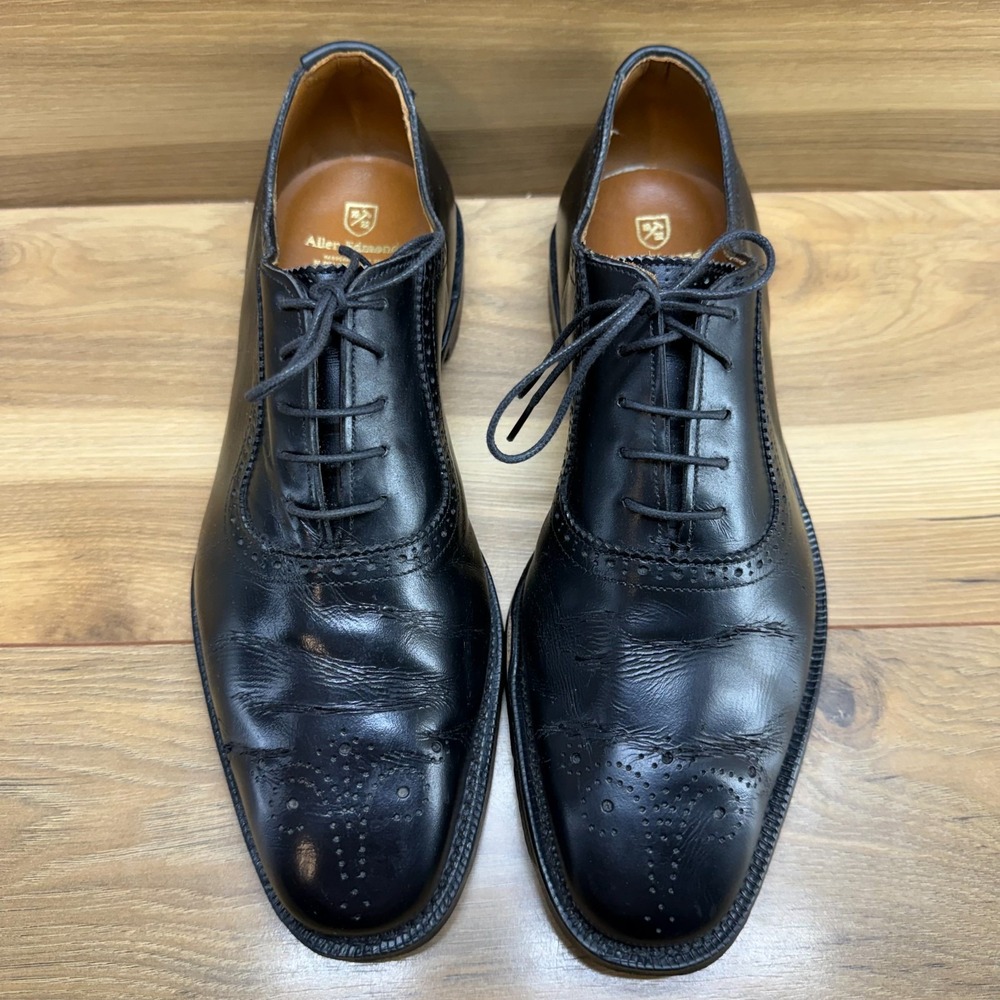 Allen Edmonds Cornwallis Oxford 10 E Black Leather Medallion Square Toe